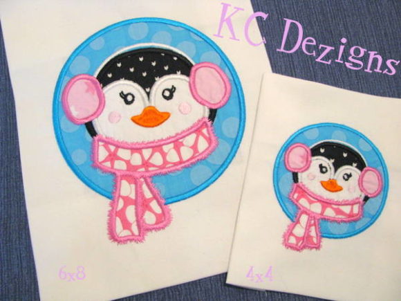 Adorable Christmas Penguin Circle Embroidery