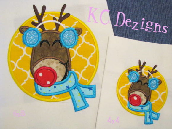Adorable Christmas Rudolph Circle Applique
