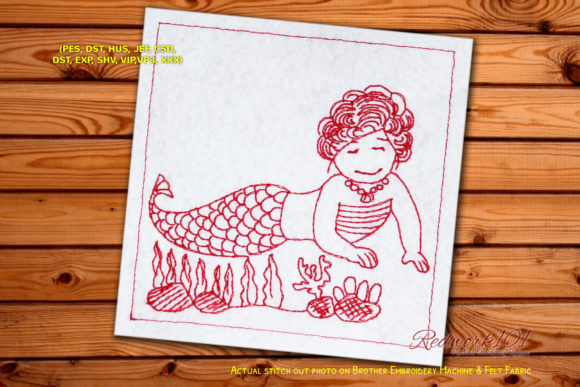 Beautiful Lady Mermaid: A Charming Embroidery Design