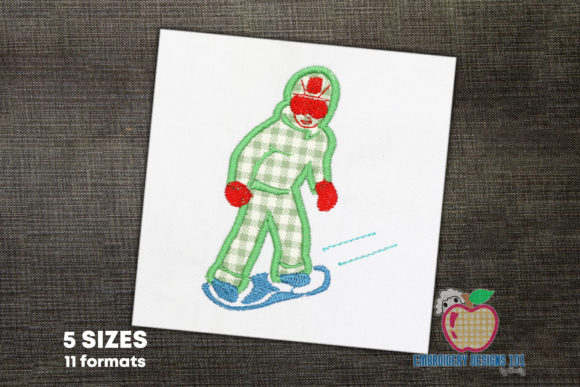 Boy on Snowboard: A Winter Embroidery Must-Have