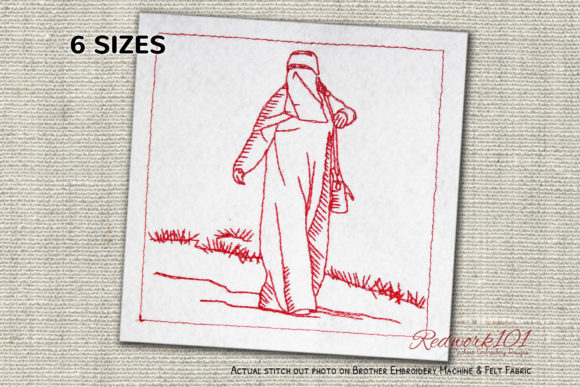 Elegant Muslim Woman in Burkha Lineart Design