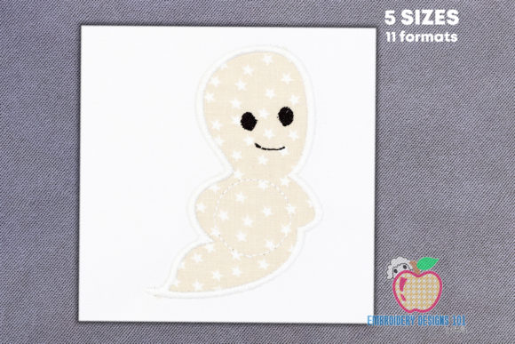 Ghost with Monogram: A Spooky Yet Stylish Embroidery Design