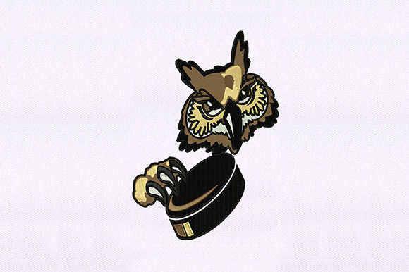 Hockey Puck Owl Design: A Unique Embroidery Gem