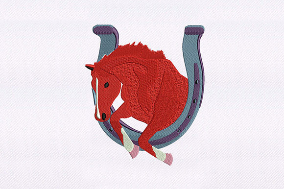 Jumping Red Horse Design: A Bold and Vibrant Embroidery