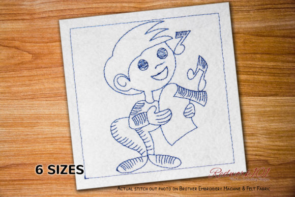 Little Boy Singing Song Redwork: A Festive Embroidery Gem