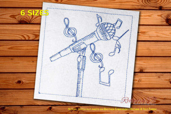 Microphone Redwork: A Bold and Modern Embroidery Design