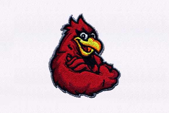 Muscular Red Bird Design: A Bold Embroidery Choice