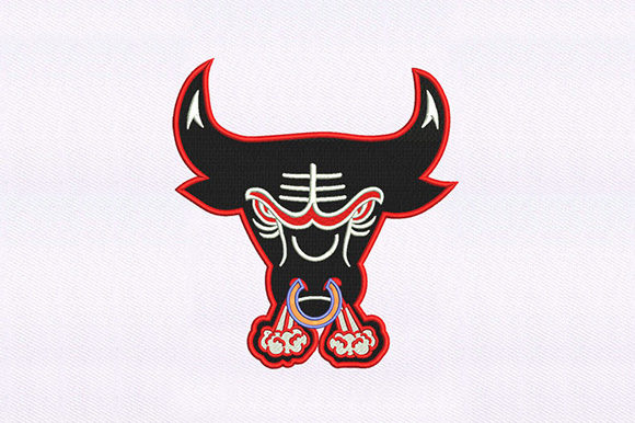Red Nose Black Bull: A Charming Embroidery Design